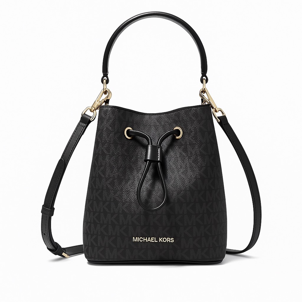 Michael Kors Black Shoulder Bag with Gold Hardware